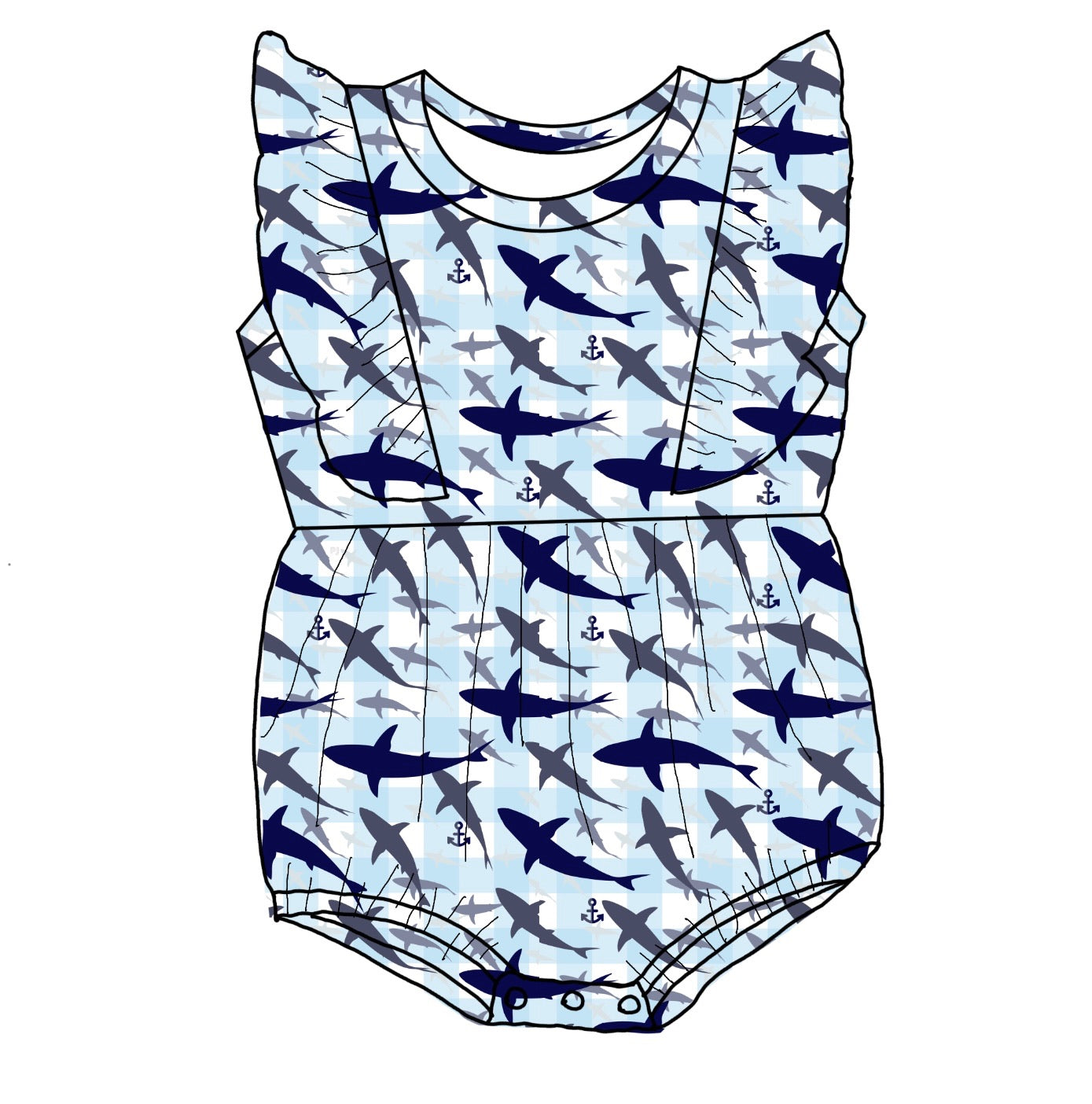 Shark Attack- Bubble romper